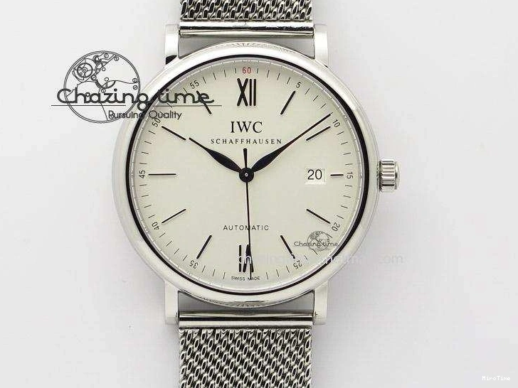 MIROTIME 0116 Portofino SCHAFFHAUSEN SS MKF 1:1 Best Edition White Dial On Mesh Bracelet A TravelReady 7341